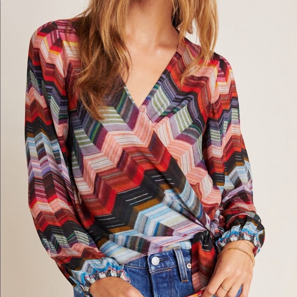 Anthropologie Laurie chevron wrap blouse NWT